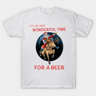 It's the most wonderful time for a beer Santa Claus Christmas T-Shirt